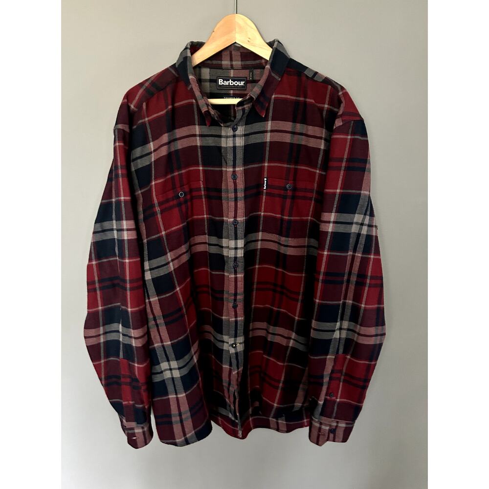 Barbour Men's Bidston Tailored Fit Flannel Button Up Shirt - XXL